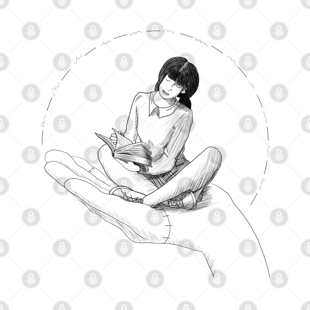 Wednesday Addams, Girl reading on top of Thing - Own Concept -  Not Hamlet Design by NotHamlet