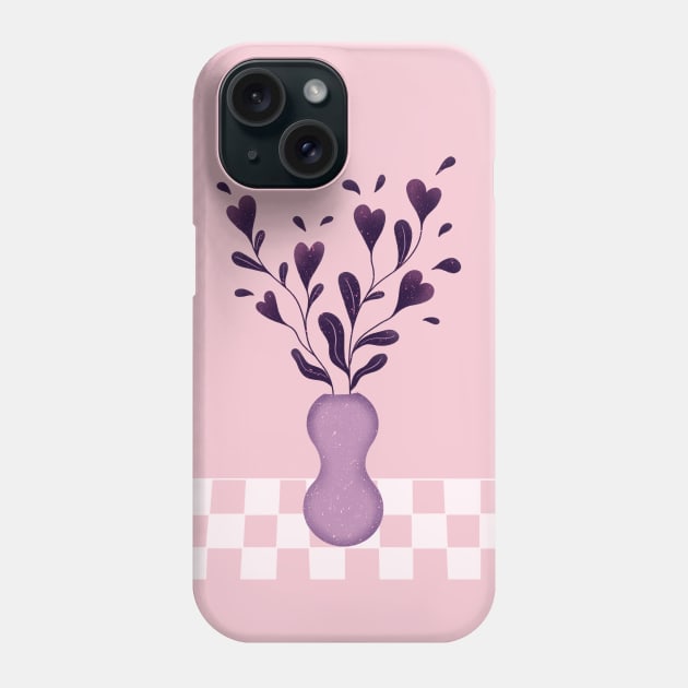 Heart-shaped flowers in vase illustration Phone Case by WeirdyTales