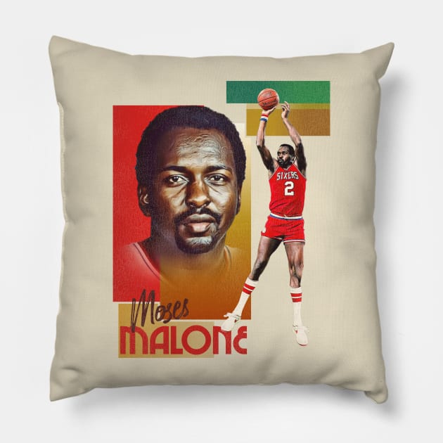 Retro Moses Malone Basketball Card Pillow by Defunctland