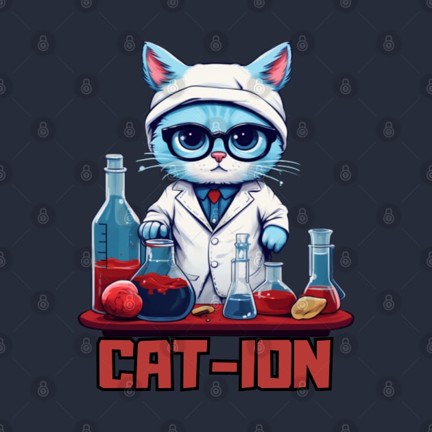 Chemist cat, cation, chemistry, laboratory, kitty in lab, gift present ideas by Pattyld