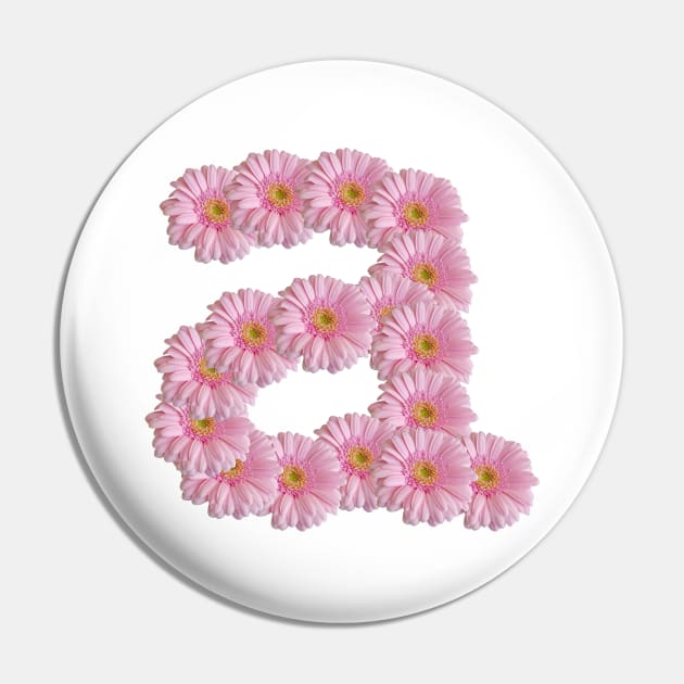 Letter a Pink Gerbera Daisy Pin by ellenhenryart