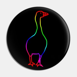 Rainbow Goose Minimal Line Drawing Pin