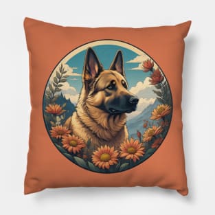 German Shepherd Dog Landscape Portrait Pillow