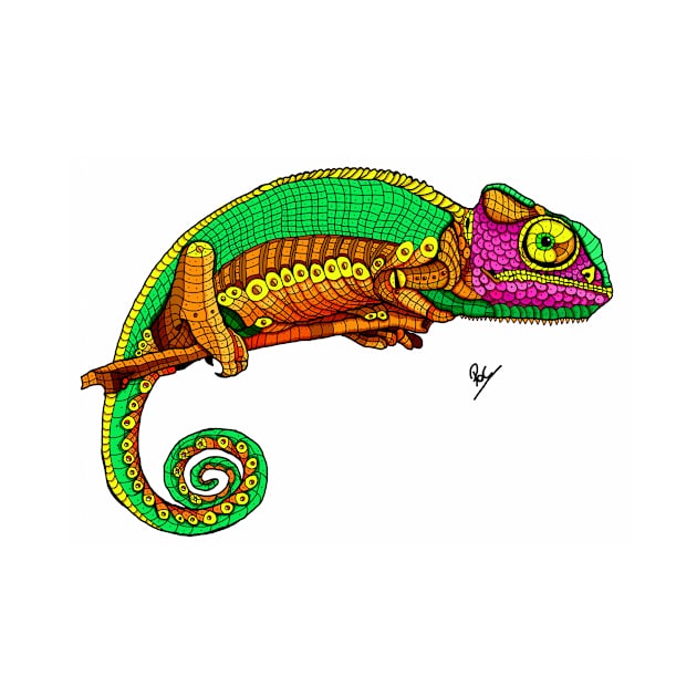 Chameleon Reptile colorful cheerful author by AriArt78