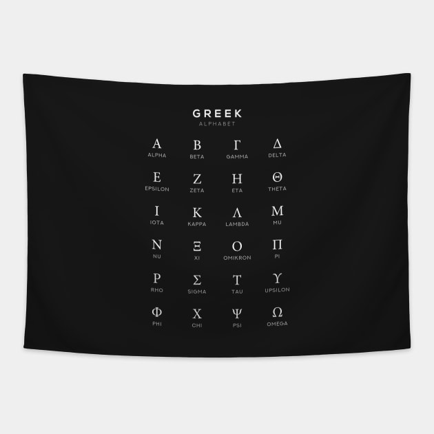 Greek Alphabet Chart - Greek Language Learning Chart - Black Tapestry by typelab