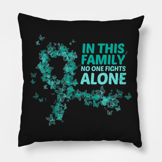 Ovarian Cancer Support In This Family No One Fight Alone Pillow by ShariLambert