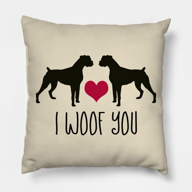 I woof You, Boxer Dog Gifts for Men and Women Pillow by 3QuartersToday