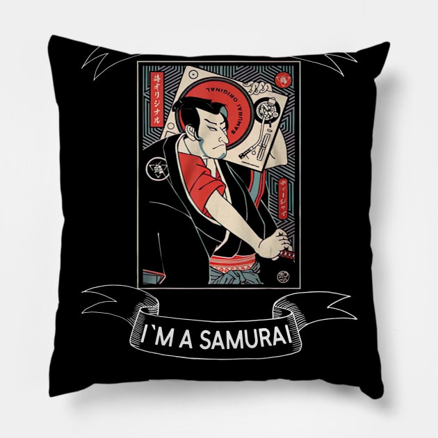 I am not retired I`m a Samurai DJ - Funny Samurai Champloo T-shirt Pillow by kikuchu