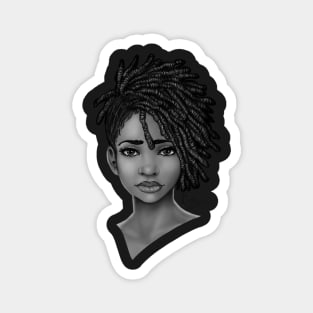 Loc Style | Beautiful Black Woman Portrait Art Magnet