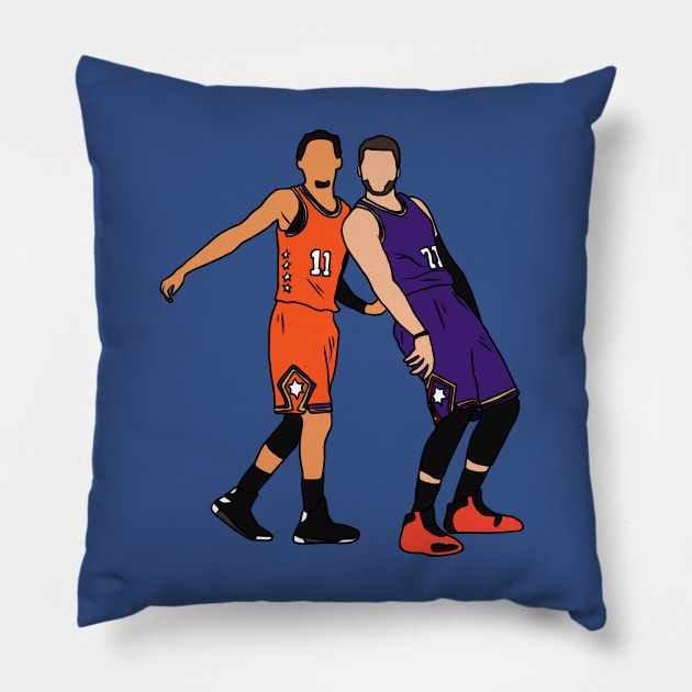 Trae Young And Luka Doncic Half Court Shot Pillow by rattraptees