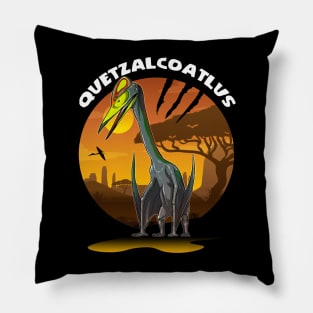 Quetzalcoatlus Prehistoric Design With Background Pillow