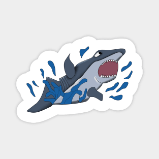 Cute Cartoon Animal Shark Surfing On A Wave Magnet