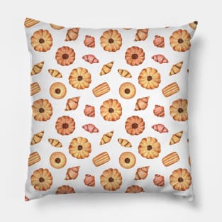 Cookies and croissants on white Pillow