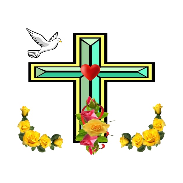 CHRISTIAN CROSS With YELLOW ROSES by SHOW YOUR LOVE