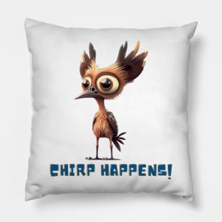 Chirp Happens Bird Design, Humorous Animal Graphic, Animal Art, Fun Gift, Quirky Design Pillow