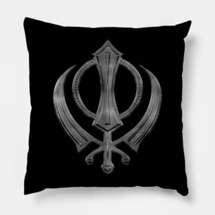 Metallic Embossed Khanda symbol Pillow