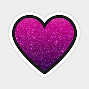 Hot Pink and Purple Ombre Faux Glitter Heart Magnet