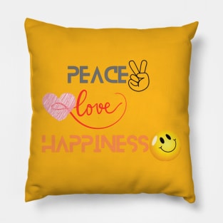 Peace, Love & Happiness - Quote Printed Pillow