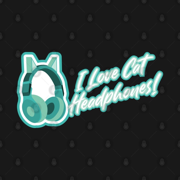 I love cat headphones - blue green by PCB1981