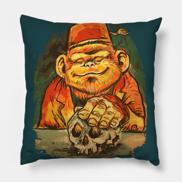 Chimp And Skull Pillow by zerostreet