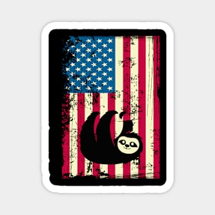 Sloth American Flag Usa Patriotic 4Th Of July Magnet