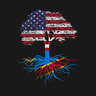 American Grown with Congolese Roots USA Flag T-Shirt