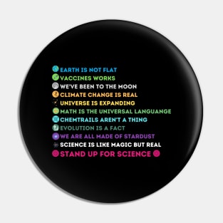 Earth Is Not Flat Vaccines Work Science Teacher Nerd Geek Pin