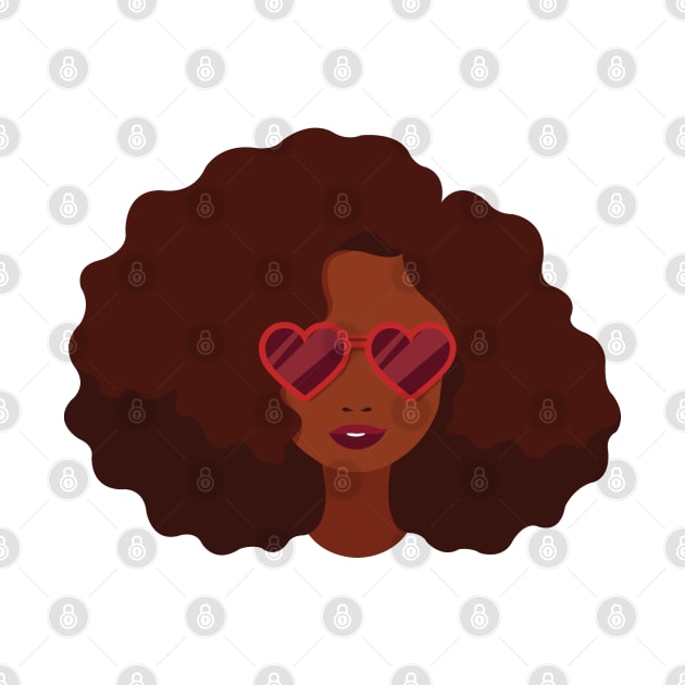 Black Afro Girl - Heart Sunglasses Disco Retro Style by Shirtbubble