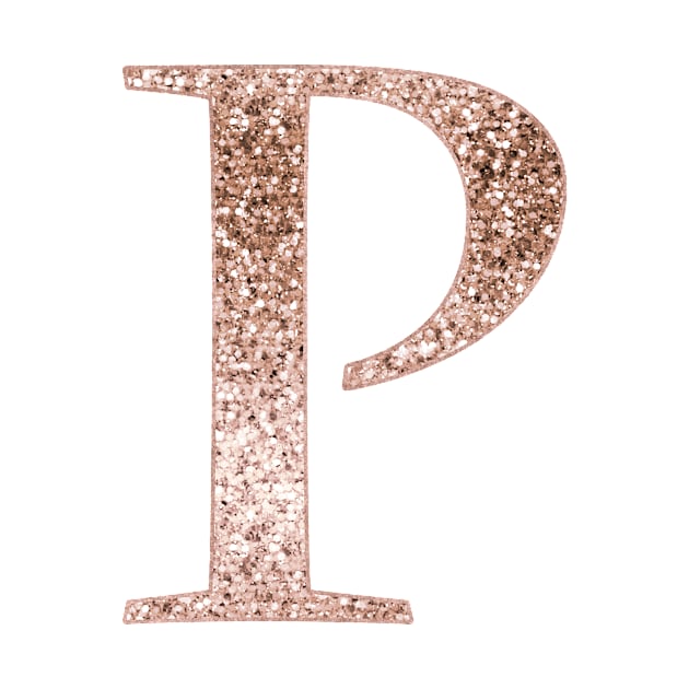 P rose gold glitter monogram letter by RoseAesthetic