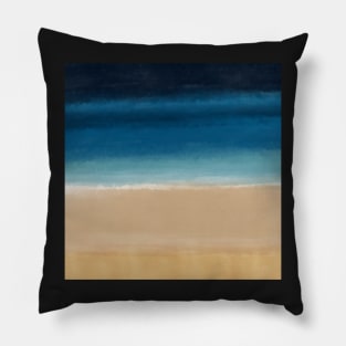 Modern Gold Blue Watercolor Abstract Painting Pillow