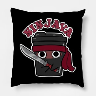 Ninjava Cute Ninja Java Coffee Pun Pillow