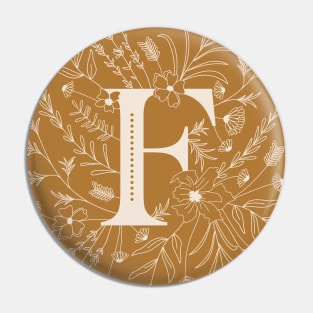 Botanical Letter F (Mustard Yellow) Pin