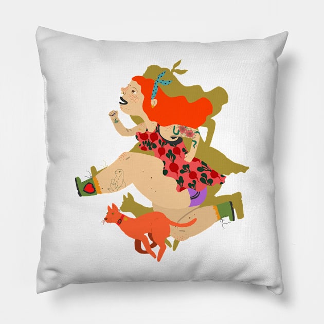 Running girl Pillow by ezrawsmith