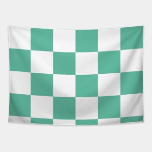 Aqua and white checkerboard print Tapestry