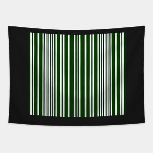 Green And White Vertical Striped - Dark Fern Green Aesthetic Lines Tapestry