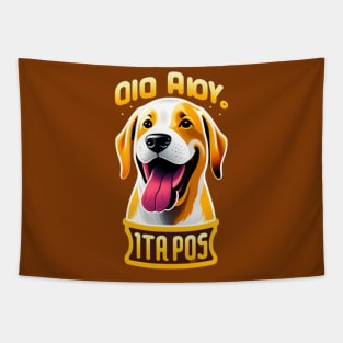 Happy Pup Hot Dogs Tapestry