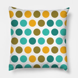 Mid Century Modern Print Pattern Gold Teal Brown Yellow Dots Pillow