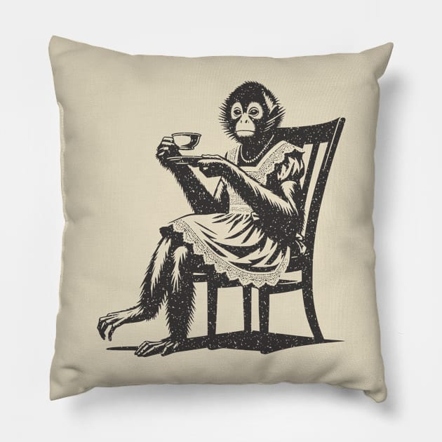 Spider Monkey Tea Time Pillow by JSnipe