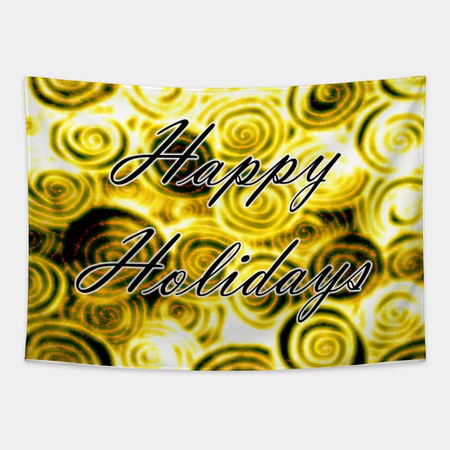 Happy Holidays Swirls Tapestry by BlakCircleGirl