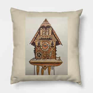 Cuckoo clock says it's time Pillow