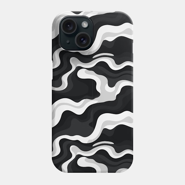 Monochrome Waves: Modern Abstract Ebb and Flow Phone Case by star trek fanart and more