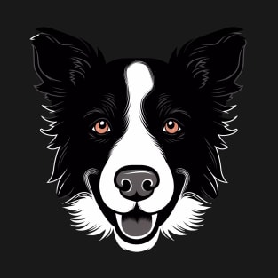 Border Collie Face Cute Cartoon Puppy Lover T-Shirt