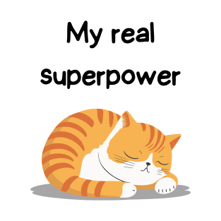 Sleeping Affirmation Cat - My real superpower | Cat Lover Gift | Law of Attraction | Positive Affirmation | Self Love T-Shirt