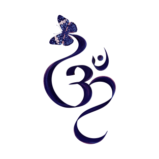 OM symbol and Butterfly - watercolor T-Shirt