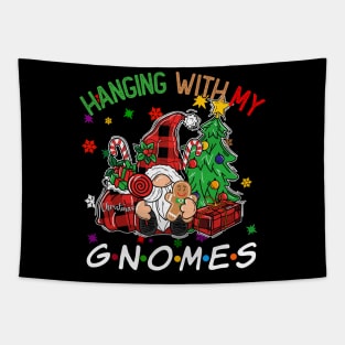 Funny Christmas Gnome Hanging With My Gnomies Family Pajamas Tapestry