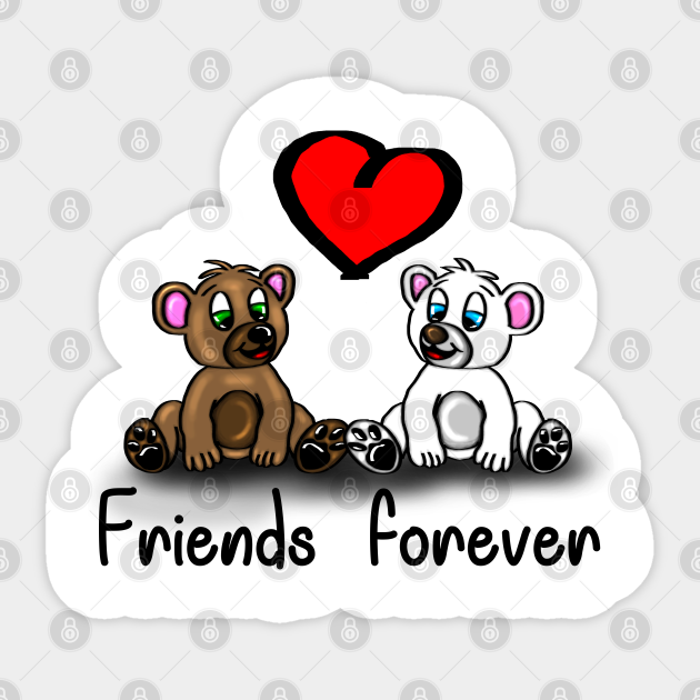 Cute Baby Bears with Heart - Friends forever - light background - Friends -  Sticker | TeePublic