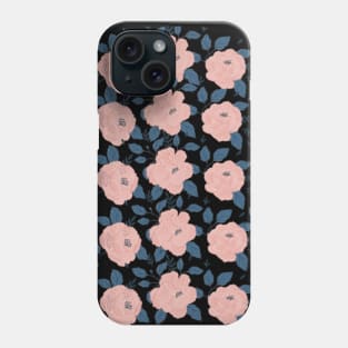 Pretty pink rose pattern Blck Phone Case