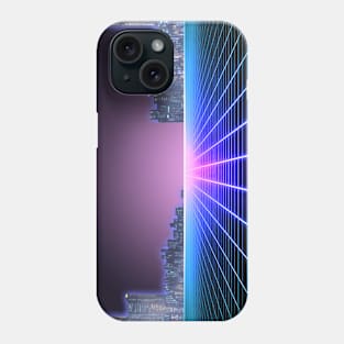 Neon Arcadia CityScape Grid Background Phone Case
