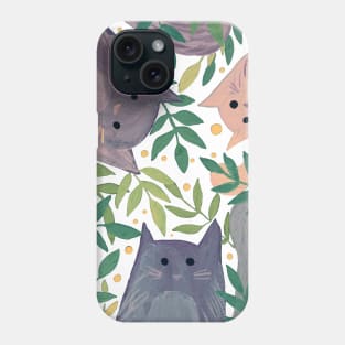 Cats and branches - green and gray Phone Case