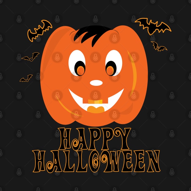 Cute Happy Halloween Pumpkin by OriginalGraphicMarket